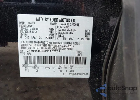 2023 Ford Edge Se from USA, damaged, VIN 2FMPK4G95PBA52765